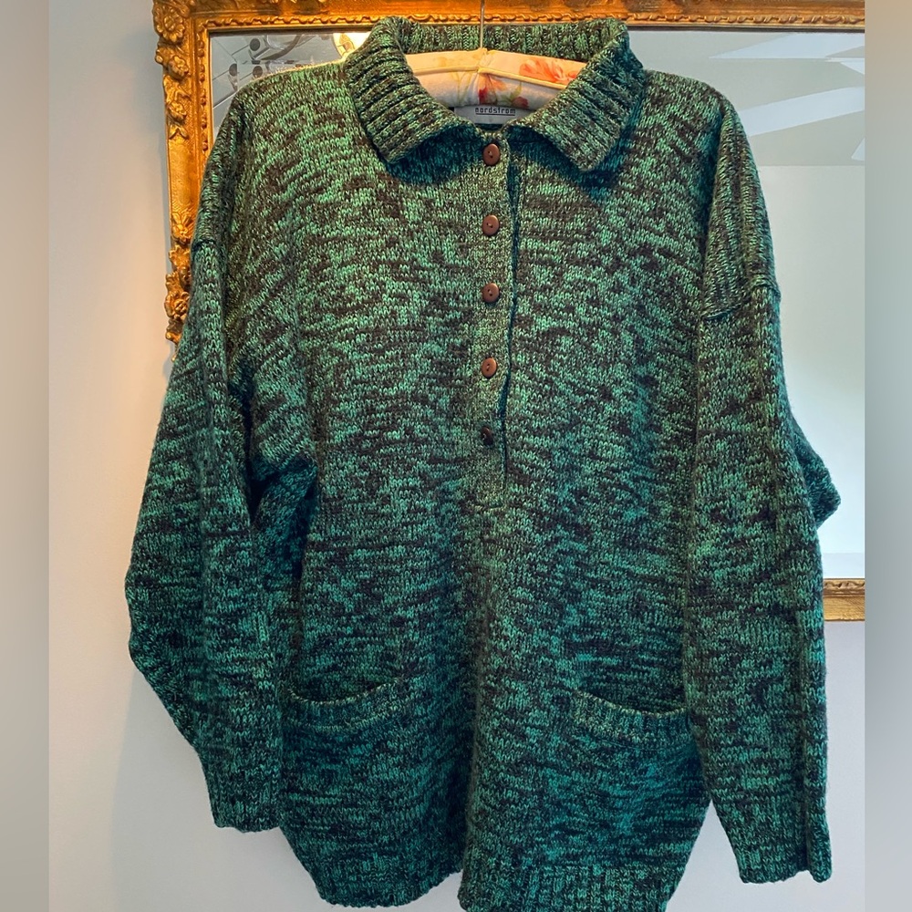 Cozy Green Cowl Neck Sweater
